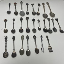 Lot 25 Silverplated Souvenir Spoons Queen Mary Texas 2 Forks USA - £74.90 GBP