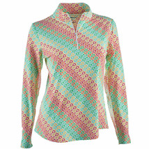 Nwt Ladies Ibkul Ribbon Candy Multi Long Sleeve Mock Golf Shirt - L Xl &amp; Xxl - £39.86 GBP