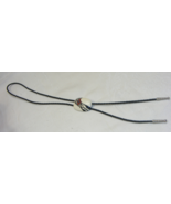 Vintage Black Leather Wrapped Bolo Bola 18&quot; Tie Metal Tips Painted Scene - €30,63 EUR