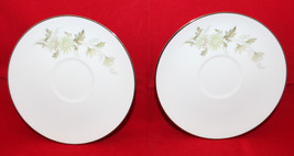 Noritake Soroya 6853 Set of 2 Saucers Japan Green Flowers Silver Discont... - £20.17 GBP