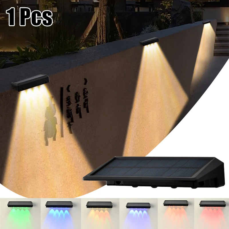 1 Pcs Solar Wall Light Outdoor Waterproof Lighting LED Fence Lamp  for Courtyard - £18.14 GBP
