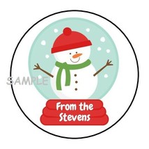 30 Personalized Snowglobe Envelope Seals Labels Stickers 1.5&quot; Round Christmas - £9.24 GBP