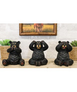 Set of 3 Wise See Hear Speak No Evil Black Bears Rustic Figurine Bear An... - $531.79 MXN