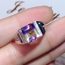 New product Natural amethyst s925 silver man ring beautiful color, clean crystal - £59.37 GBP