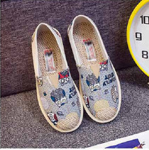 Lazy Flat Shoe breathable printed Canva Minimalist - $28.00