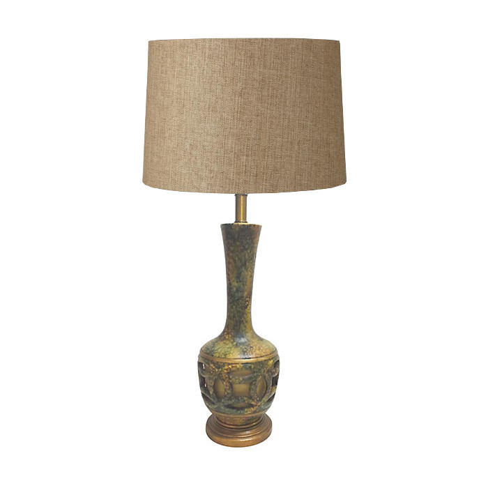 Primary image for Mid-Century Green Ceramic Table Lamp, Base Lights Up