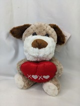 Dan Dee Brown Dog Plush Puppy XOXO Heart 8 Inch Stuffed Animal Toy - $9.95