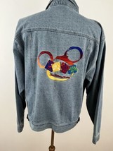 Vintage Walt Disney World Men&#39;s L Denim Jacket 4 Parks Logo Embroidered - £36.54 GBP