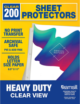 Samsill Sheet Protectors, 8.5X11 Inch Page Protectors, 3 Ring Binder, Heavy Duty - £21.67 GBP