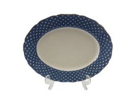Royal Swan Blue and White Serving Platter 22 KT Gold Decorated Made in E... - £39.30 GBP