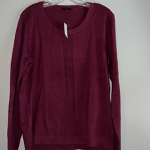 New Talbots Womens Large Lightweight Cotton Knit Crewneck Sweater Merlot - $28.42