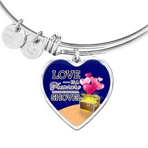 Love Is A Treasure Heart Bangle Stainless Steel or 18k Gold 18-22&quot; - £37.92 GBP+