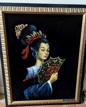 Velvet Painting Mcm Orientalist - Princess Wisteria Wood - Fairy Tale Art Disney - £471.97 GBP