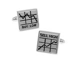 STOCK MARKET CUFFLINKS Buy Low Sell High Wall Street Trader Investor w G... - $11.95