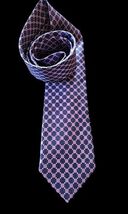 CHAPS Mens 100% Silk Tie Necktie Repp Purple Blue Checkered Pattern - $28.12 CAD