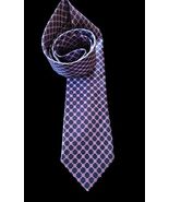 CHAPS Mens 100% Silk Tie Necktie Repp Purple Blue Checkered Pattern - $28.12 CAD