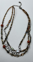 Silpada Sterling Silver Fiesta Fun Coral-Pearl-Abalone Necklace~N1563~RETIRED! - $24.75