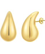 Chunky 14K Gold Plated Hoop Earrings for Women, Lightweight Waterdrop Ho... - $346.88 MXN
