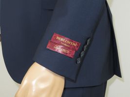 Men Suit BERLUSCONI Turkey 100% Italian Wool Super 180's 3pc Vested #Ber20 Navy image 3