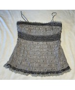 VTG Cache Beaded 100% Silk Cami/Strapless Grey Top-Size Large - £27.60 GBP