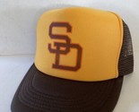 Vintage San Diego Padres Hat Trucker Hat Adjustable snapback Gold Baseba... - $17.56