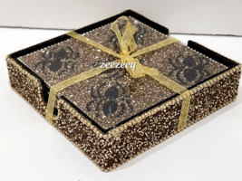 Halloween Spider Beaded Drink Coasters &amp; Holder Home Decor Set of 4 - $442.57 MXN