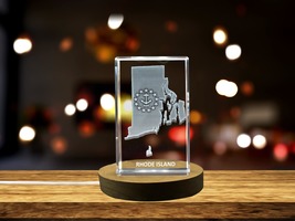 LED Base included | Rhode Island Map 3D Engraved Crystal 3D Engraved Crystal Kee - £31.45 GBP - £314.64 GBP
