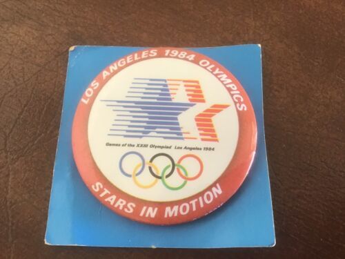 Vintage Olympic Pin - 1984 Olympics Stars In Motion 2 inch Button New Ol... - $2.70