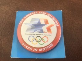 Vintage Olympic Pin - 1984 Olympics Stars In Motion 2 inch Button New Old Stock - £2.12 GBP