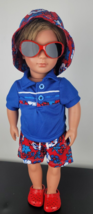 Doll Clothes Boy Outfit Summer Surfing Hawaiian Set Hat Shorts Glasses S... - £12.50 GBP
