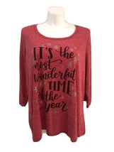 B.L.E.U. Woman Red 3/4 Sleeve Top T Shirt Plus Size 3X &quot;Most Wonderful Time...&quot; - £15.19 GBP