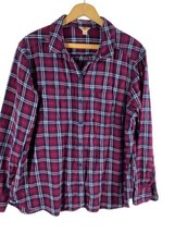 Woolrich Flannel Shirt Size 2X XXL Womens Button Down Burgundy Red Blue White - £29.81 GBP