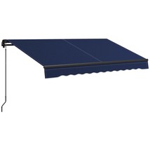 Outsunny 10&#39;x8&#39; Blue Retractable Patio Awning, Manual Crank, UV - $253.99