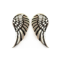 Angel Wing Stud Earrings Antique Silver - £8.88 GBP