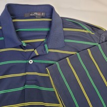 Polo Ralph Lauren RLX Mens XL Navy Green Yellow Striped Golf Shirt Stret... - $11.91