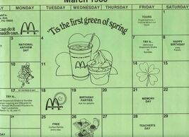 McDonald's March 1980 Placemat Tis The First Green of Spring Shamrock Shake - $17.82