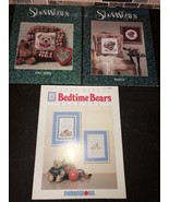 Lot Of 3 Vtg Bears cross stitch patterns Shenanigans Toby Teddy Bonnie B... - $282.54 MXN