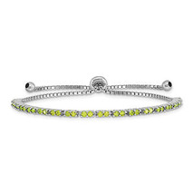 Silver Rhod-plated August Lime CZ Adjustable Bracelet QG4757AUG - £76.99 GBP