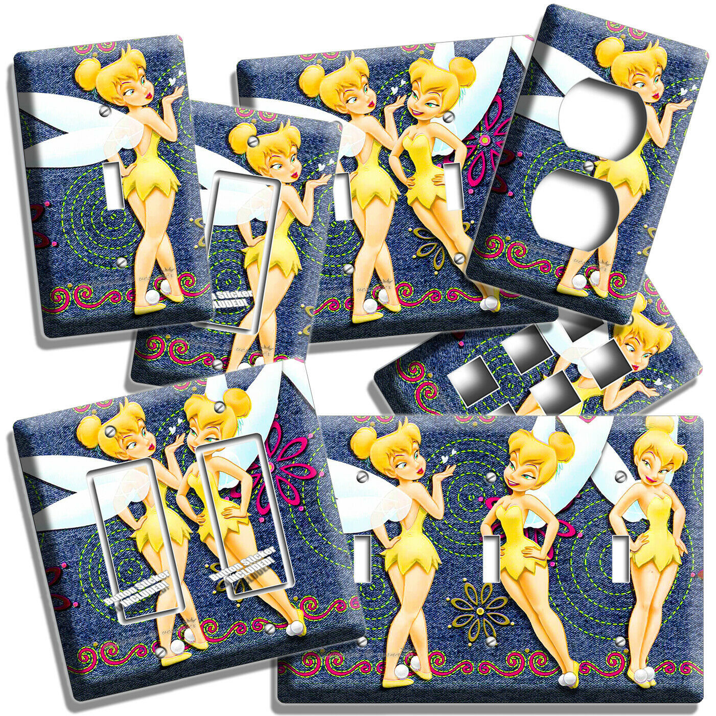 CUTE TINKER BELL FAIRY LIGHT SWITCH OUTLET WALL PLATE COVER GIRLS ROOM ART DECOR