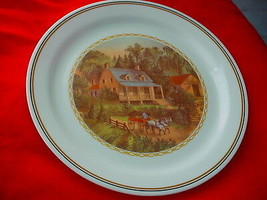 CORELLE CORNING HAY WAGON &amp; CABIN DINNER PLATE VHTF FREE USA SHIPPING - £18.67 GBP