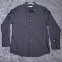 Mens XL CALVIN KLEIN Black Pin Check Long Sleeve Collared Button-Up Shir... - $9.72