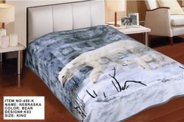 Polar Bear Gray Color Nebraska Embossed Plush Blanket Softy And Warm King Size - £71.20 GBP