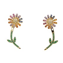 2022 Spring NEW Arrived Jewelry Bloom Flower Studs Double Sided Green Leaves Wom - £15.16 GBP