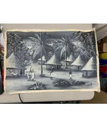 Vintage 1970s African Village Original Oil Painting Kenya Uganda Signed DEP - $7,472.63 MXN