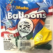 PartyMate - 12&quot; Happy 2nd Birthday Party Latex Balloons (8ct) - £1.98 GBP