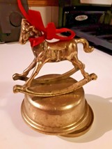 Vintage metal Rocking Horse Music Box We Wish You a Merry Christmas  Spins. - £21.32 GBP