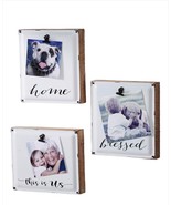 Picture Holders with Clip Wall Decor Metal Set of 3 Distressed Look 8&quot; high - £31.14 GBP