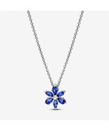 S925 Silver Sparkling Blue Herbarium Cluster Pendant Necklace,Flower Nec... - £16.33 GBP