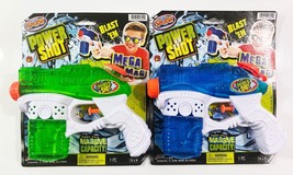 2x Splash Power Shot Aqua Blast Kids Toy Plastic Water Squirt Gun Green &amp; Blue - £11.59 GBP