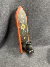 Primitive Farmhouse PA Dutch Style Hand Painted FolkArt Wall Candle Sconce 11”T - £11.10 GBP